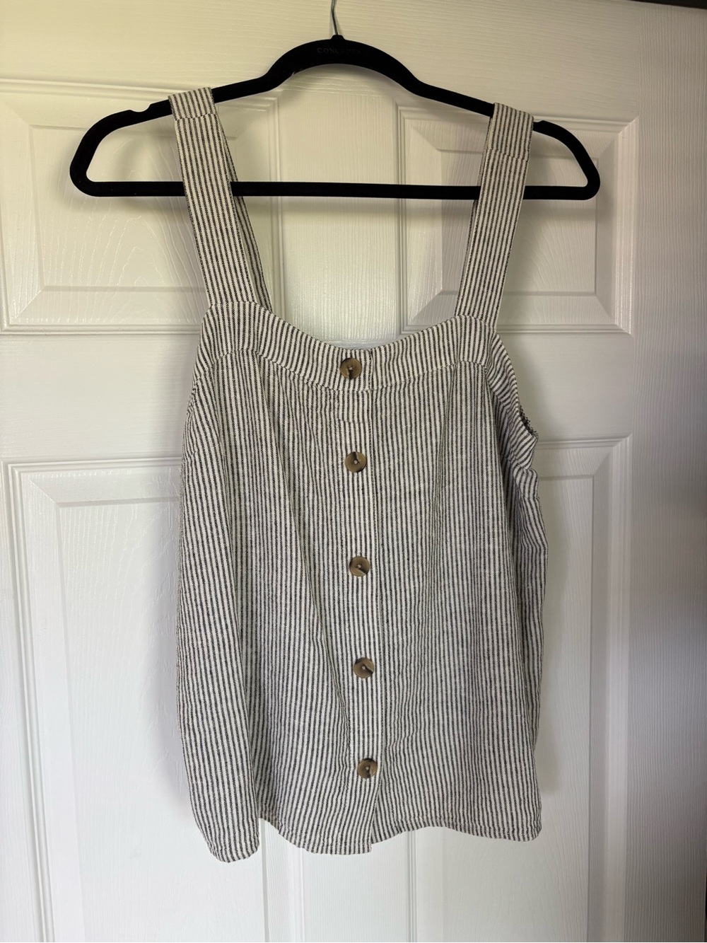 J. Crew Vertical Stripe Button-Front Tank Top - Cream/Black